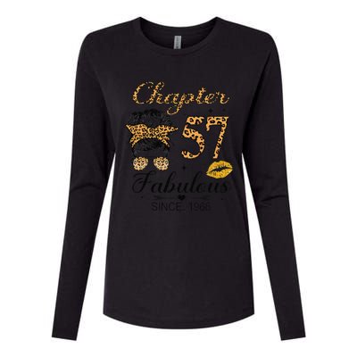 Chapter 57 Fabulous Since 1966 57th Birthday Messy Bun Womens Cotton Relaxed Long Sleeve T-Shirt