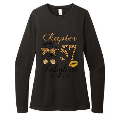 Chapter 57 Fabulous Since 1966 57th Birthday Messy Bun Womens CVC Long Sleeve Shirt