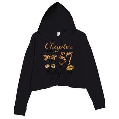 Chapter 57 Fabulous Since 1966 57th Birthday Messy Bun Crop Fleece Hoodie