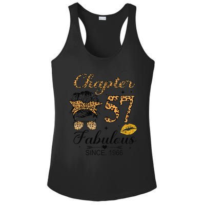 Chapter 57 Fabulous Since 1966 57th Birthday Messy Bun Ladies PosiCharge Competitor Racerback Tank