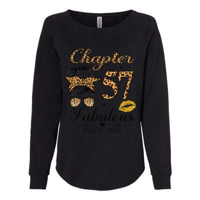 Chapter 57 Fabulous Since 1966 57th Birthday Messy Bun Womens California Wash Sweatshirt