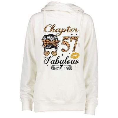 Chapter 57 Fabulous Since 1966 57th Birthday Messy Bun Womens Funnel Neck Pullover Hood