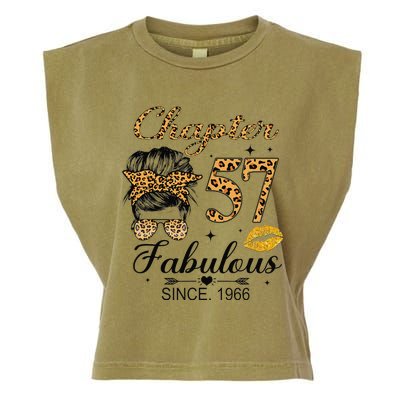 Chapter 57 Fabulous Since 1966 57th Birthday Messy Bun Garment-Dyed Women's Muscle Tee