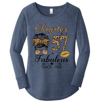 Chapter 57 Fabulous Since 1966 57th Birthday Messy Bun Women's Perfect Tri Tunic Long Sleeve Shirt