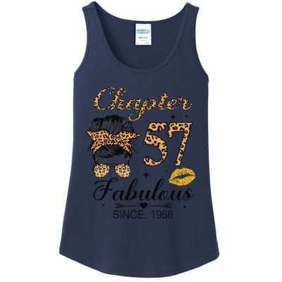 Chapter 57 Fabulous Since 1966 57th Birthday Messy Bun Ladies Essential Tank