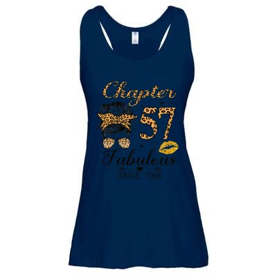 Chapter 57 Fabulous Since 1966 57th Birthday Messy Bun Ladies Essential Flowy Tank