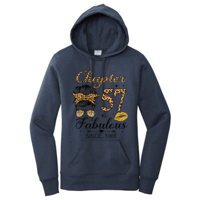 Chapter 57 Fabulous Since 1966 57th Birthday Messy Bun Women's Pullover Hoodie