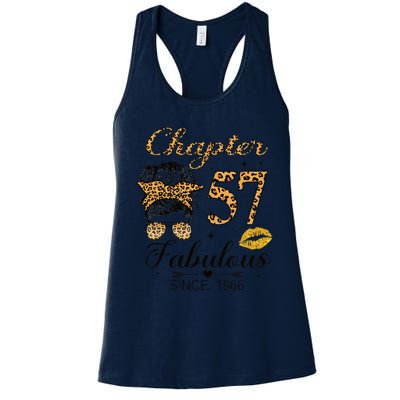 Chapter 57 Fabulous Since 1966 57th Birthday Messy Bun Women's Racerback Tank