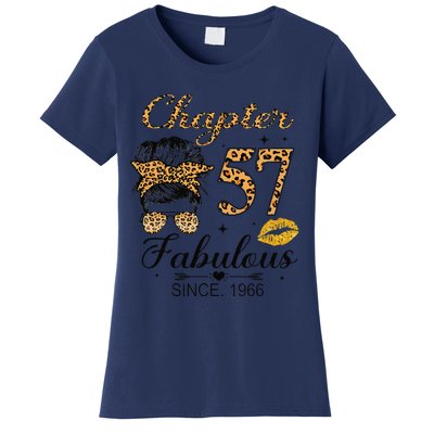 Chapter 57 Fabulous Since 1966 57th Birthday Messy Bun Women's T-Shirt