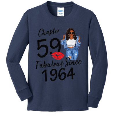 Chapter 59 Fabulous Since 1964 Black Birthday Queen Kids Long Sleeve Shirt