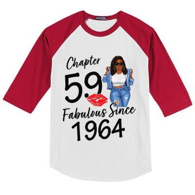 Chapter 59 Fabulous Since 1964 Black Birthday Queen Kids Colorblock Raglan Jersey