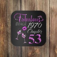 Chapter 53 Fabulous Since 1970 53rd Birthday Queen Wine Coaster