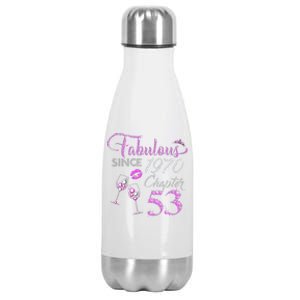 Chapter 53 Fabulous Since 1970 53rd Birthday Queen Wine Stainless Steel Insulated Water Bottle