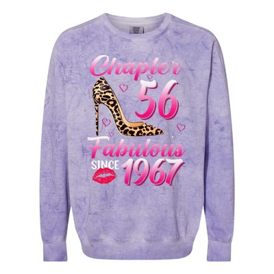 Chapter 56 Fabulous Since 1967 56th Birthday Queen Leopard Colorblast Crewneck Sweatshirt