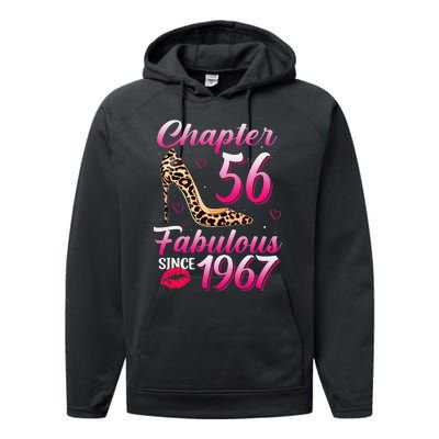 Chapter 56 Fabulous Since 1967 56th Birthday Queen Leopard Performance Fleece Hoodie