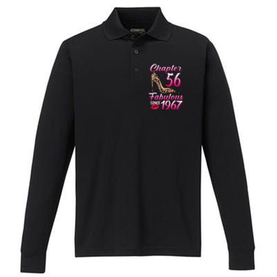 Chapter 56 Fabulous Since 1967 56th Birthday Queen Leopard Performance Long Sleeve Polo