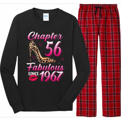 Chapter 56 Fabulous Since 1967 56th Birthday Queen Leopard Long Sleeve Pajama Set