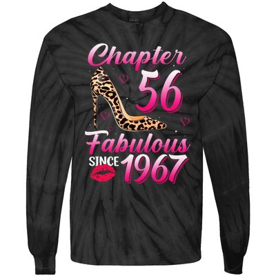 Chapter 56 Fabulous Since 1967 56th Birthday Queen Leopard Tie-Dye Long Sleeve Shirt