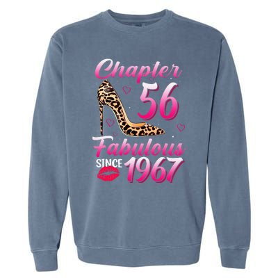 Chapter 56 Fabulous Since 1967 56th Birthday Queen Leopard Garment-Dyed Sweatshirt