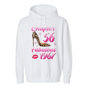 Chapter 56 Fabulous Since 1967 56th Birthday Queen Leopard Garment-Dyed Fleece Hoodie