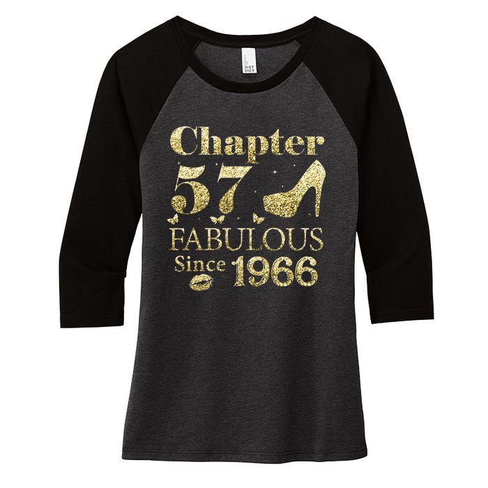 Chapter 57 Fabulous Since 1966 57Th Birthday Gift For Ladies Women's Tri-Blend 3/4-Sleeve Raglan Shirt