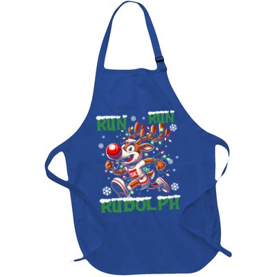 Christmas 5k Run Run Rudolph Holiday Full-Length Apron With Pockets