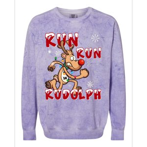 Christmas 5k Run Run Rudolph Holiday Team Running Outfit Colorblast Crewneck Sweatshirt