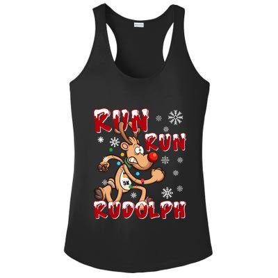 Christmas 5k Run Run Rudolph Holiday Team Running Outfit Ladies PosiCharge Competitor Racerback Tank