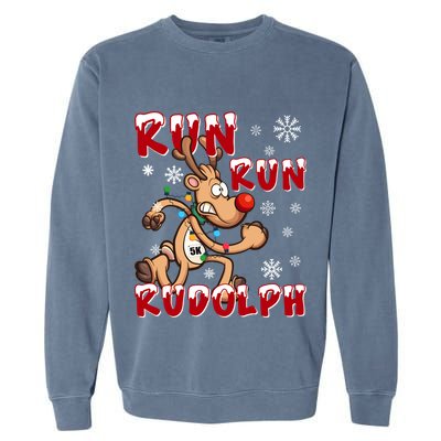Christmas 5k Run Run Rudolph Holiday Team Running Outfit Garment-Dyed Sweatshirt