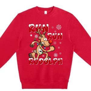 Christmas 5k Run Run Rudolph Holiday Team Running Outfit Premium Crewneck Sweatshirt