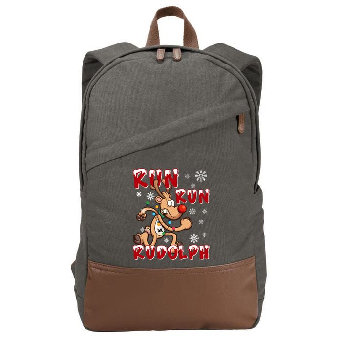 Christmas 5k Run Run Rudolph Holiday Team Running Outfit Cotton Canvas Backpack