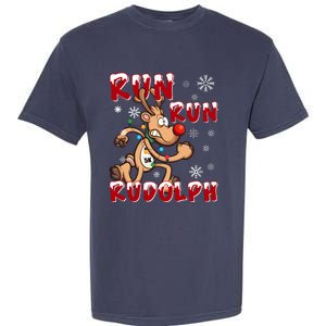 Christmas 5k Run Run Rudolph Holiday Team Running Outfit Garment-Dyed Heavyweight T-Shirt