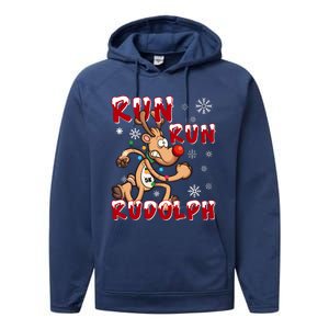 Christmas 5k Run Run Rudolph Holiday Team Running Outfit Performance Fleece Hoodie