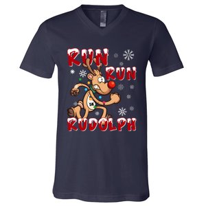 Christmas 5k Run Run Rudolph Holiday Team Running Outfit V-Neck T-Shirt