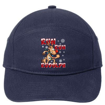 Christmas 5k Run Run Rudolph Holiday Team Running Outfit 7-Panel Snapback Hat
