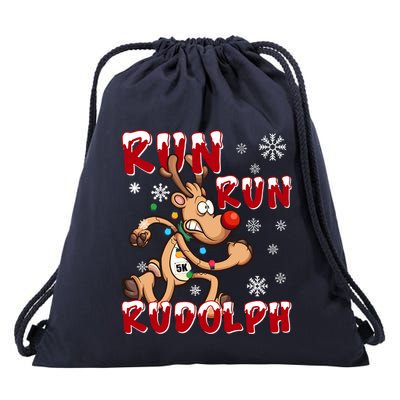 Christmas 5k Run Run Rudolph Holiday Team Running Outfit Drawstring Bag