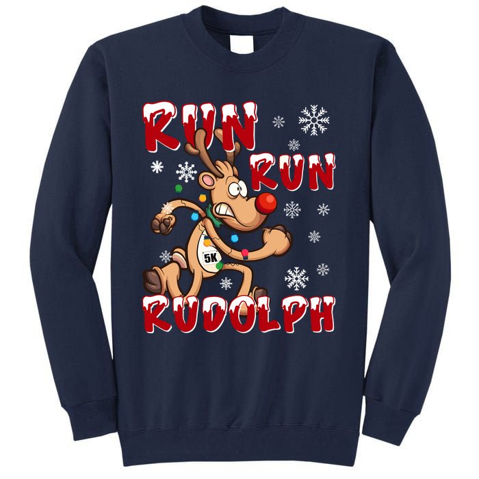 Christmas 5k Run Run Rudolph Holiday Team Running Outfit Tall Sweatshirt