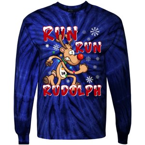 Christmas 5k Run Run Rudolph Holiday Team Running Outfit Tie-Dye Long Sleeve Shirt