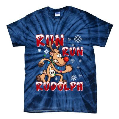 Christmas 5k Run Run Rudolph Holiday Team Running Outfit Tie-Dye T-Shirt