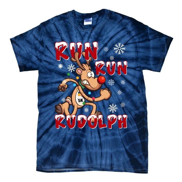 Christmas 5k Run Run Rudolph Holiday Team Running Outfit Tie-Dye T-Shirt