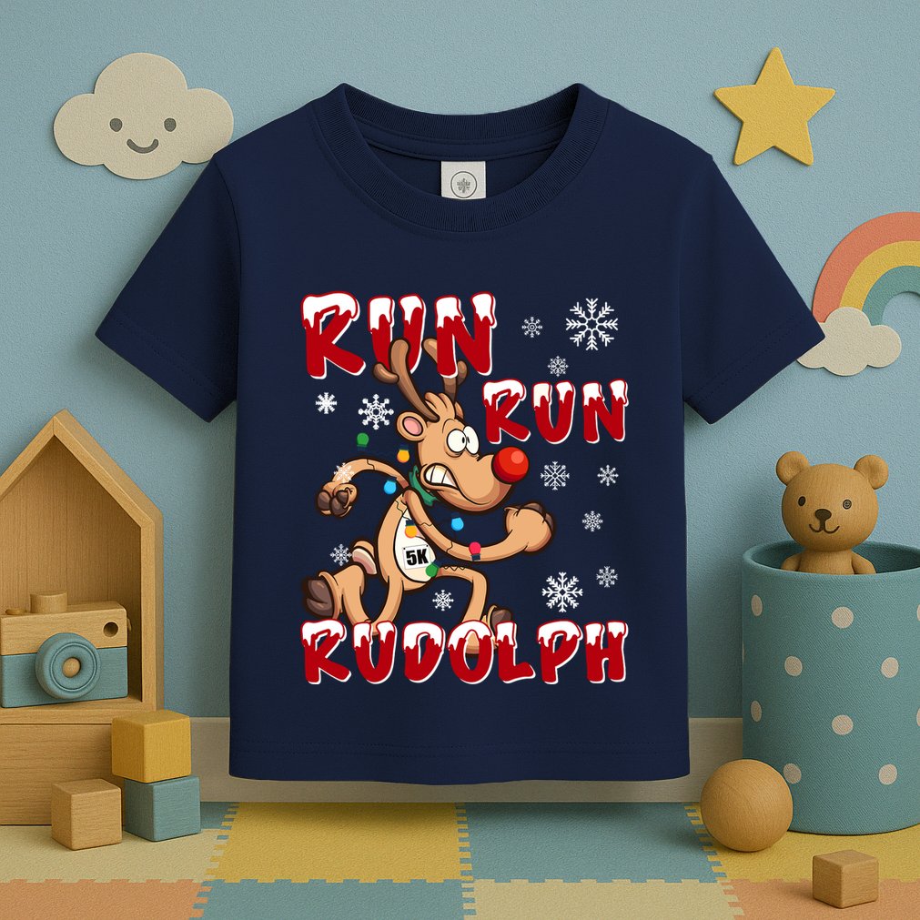 Christmas 5k Run Run Rudolph Holiday Team Running Outfit Toddler T-Shirt