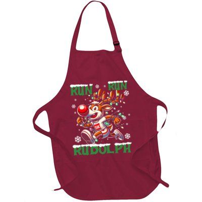 Christmas 5k Run Run Rudolph Holiday Team Running Outfit Full-Length Apron With Pockets