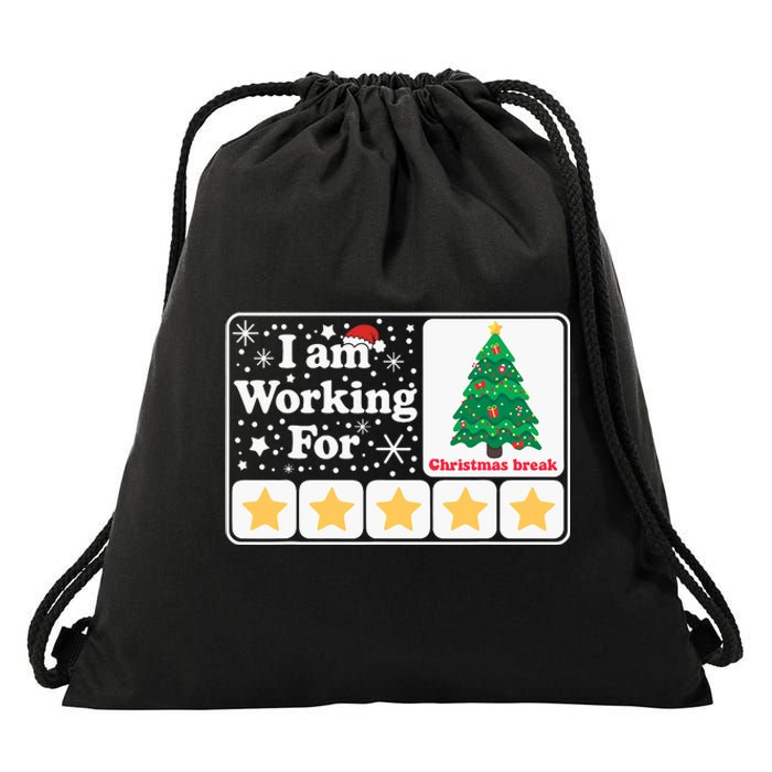 Christmas 5 Stars Xmas Tree IM Working For Chirstmas Break Drawstring Bag