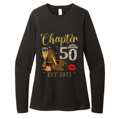 Chapter 50 Years EST 1973 50th Birthday Wine Leopard Shoe Womens CVC Long Sleeve Shirt