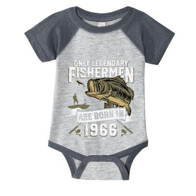 Cute 56 Year Old Fishing Birthday Born 1966 56th Fisherman Gift Infant Baby Jersey Bodysuit