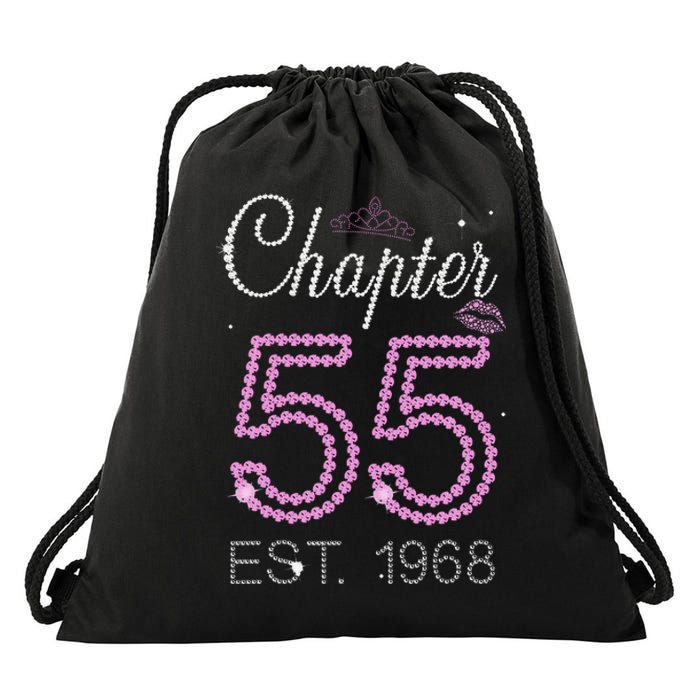 Chapter 55 Years Est 1968 55th Birthday For Womens Drawstring Bag