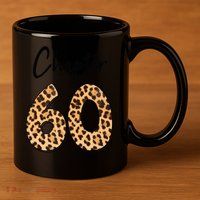 Chapter 60 Anniversary Leopard 60th Birthday Party Crew 11oz C Handle Ceramic Mug