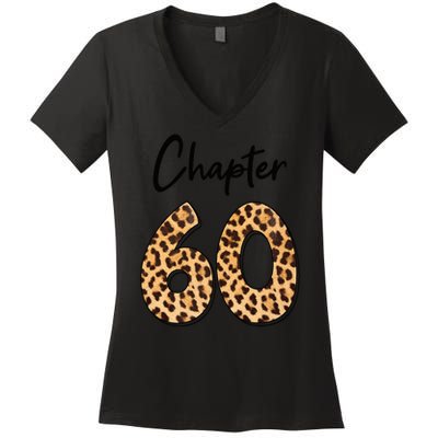 Chapter 60 Anniversary Leopard 60th Birthday Party Crew Women's V-Neck T-Shirt
