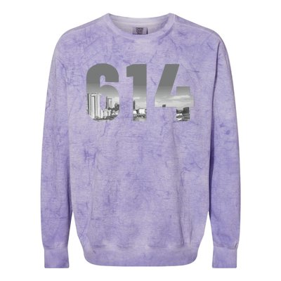 Columbus 614 Area Code Skyline Ohio Vintage Colorblast Crewneck Sweatshirt