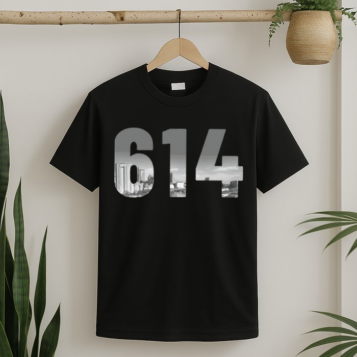 Columbus 614 Area Code Skyline Ohio Vintage T-Shirt